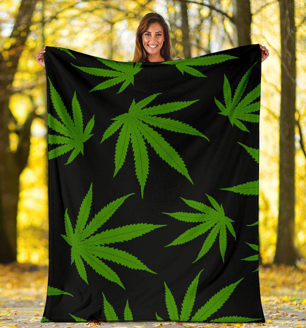 Green Cannabis Weed Marijuana Leaves Pattern Premium Blanket - Top Content | POD Collection | Free Shipping