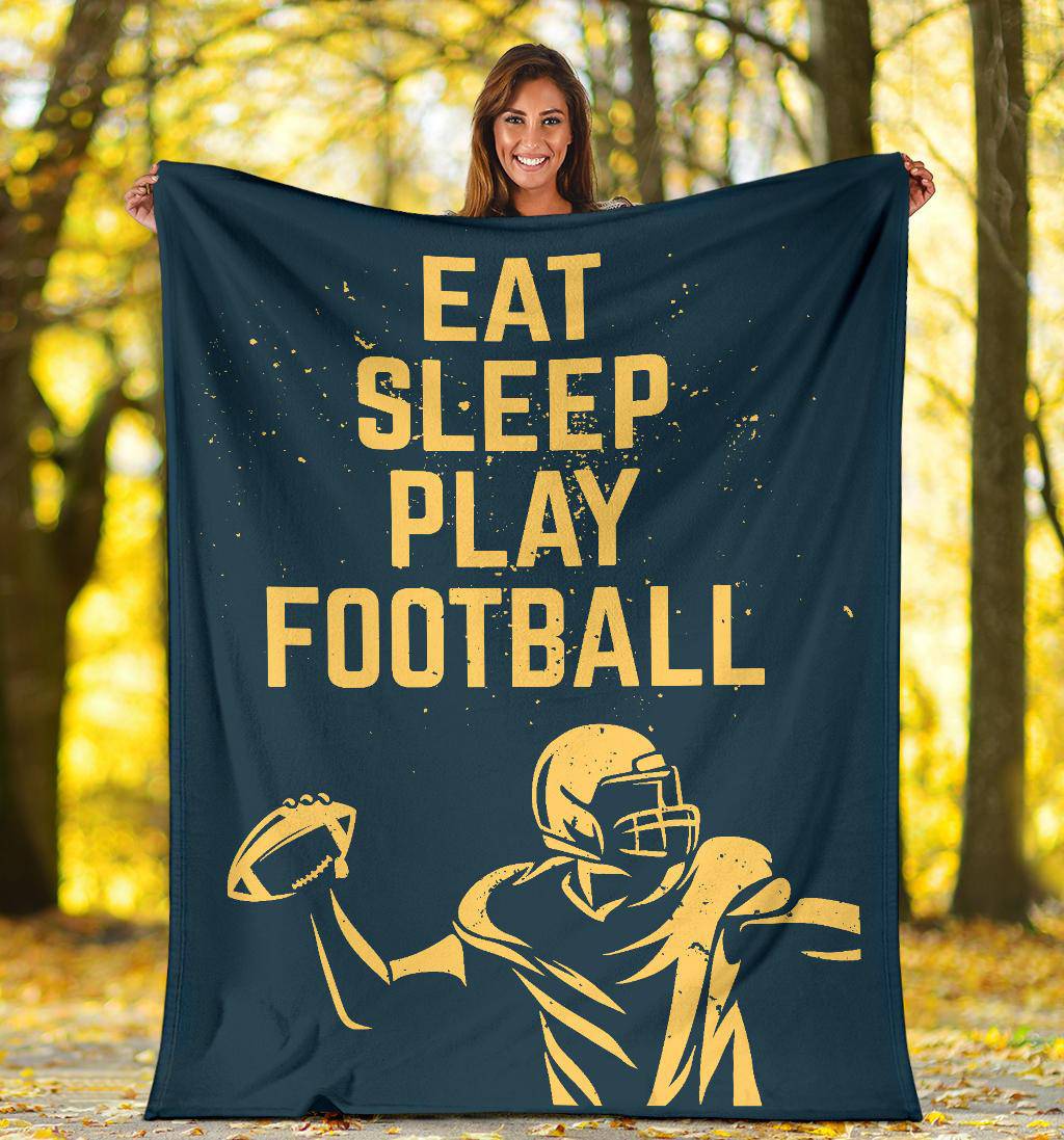 Eat Sleep Play American Football Quote Illustration Premium Blanket - Top Content | POD Collection | Free Shipping