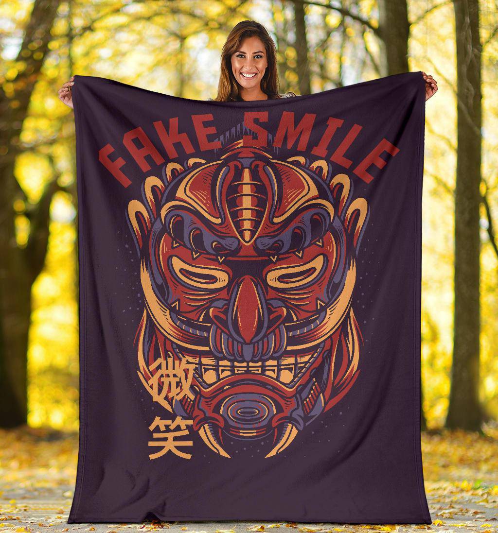 Fake Smile Figure Japanese Art Cartoon Premium Blanket - Top Content | POD Collection | Free Shipping