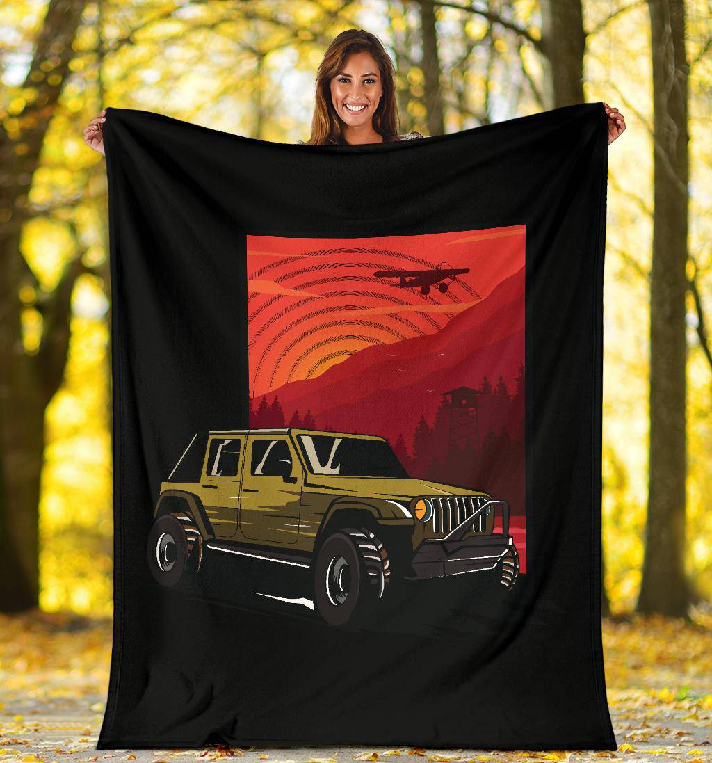 Sunset Car 4x4 Adventure Premium Blanket - Top Content | POD Collection | Free Shipping