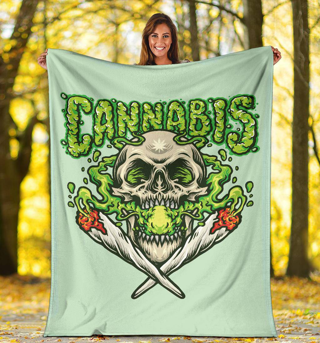 Skull Smoking Cannabis Joint Premium Blanket - Top Content | POD Collection | Free Shipping