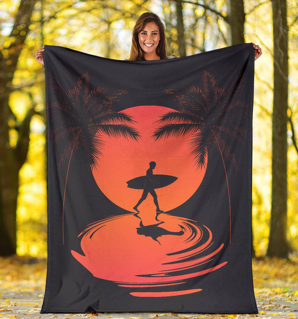 Summer Surfer Palms Beach Premium Blanket - Top Content | POD Collection | Free Shipping