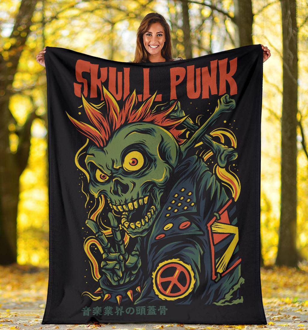 Skull Punk Funny Art Cartoon Premium Blanket - Top Content | POD Collection | Free Shipping