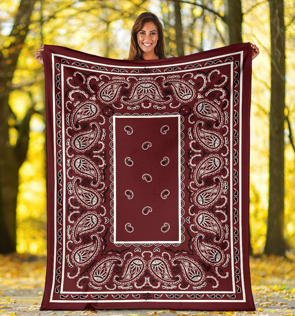 Ultra Plush Burgundy Bandana Blanket