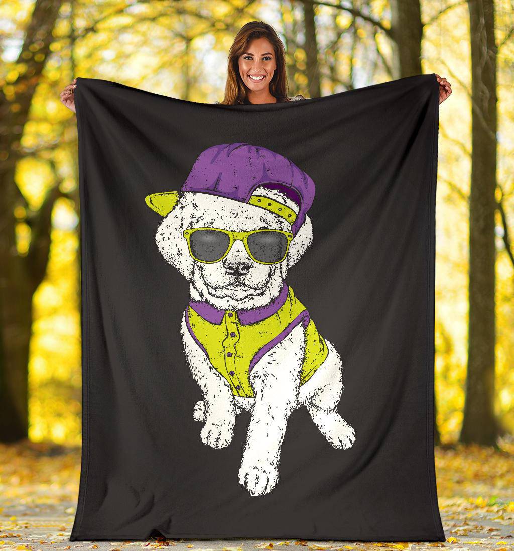 Labrador Retriever Premium Blanket, Cool Cap Puppy Cartoon Style Drawing - Top Content | POD Collection | Free Shipping