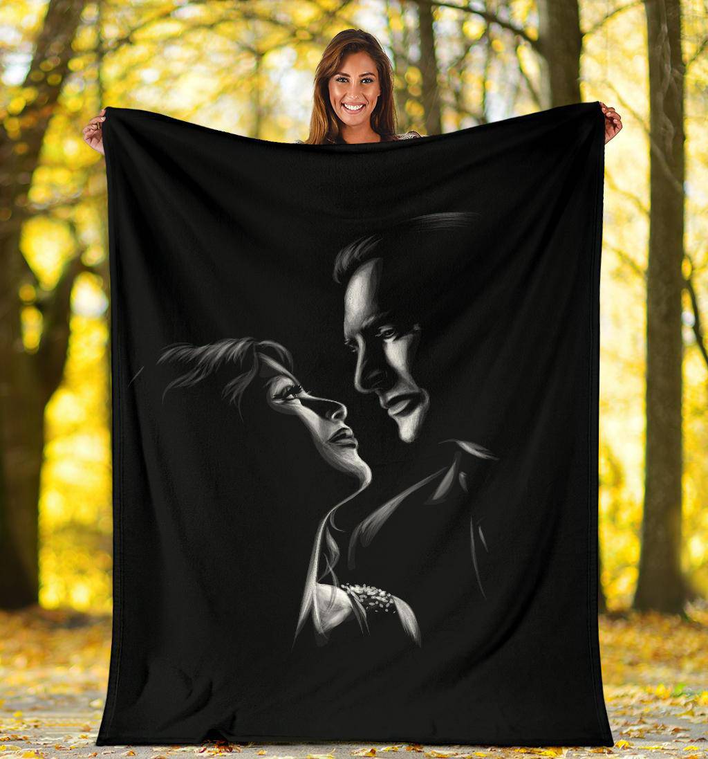 Romantic Couple With Beautiful Love Look Premium Blanket Illustration - Top Content | POD Collection | Free Shipping