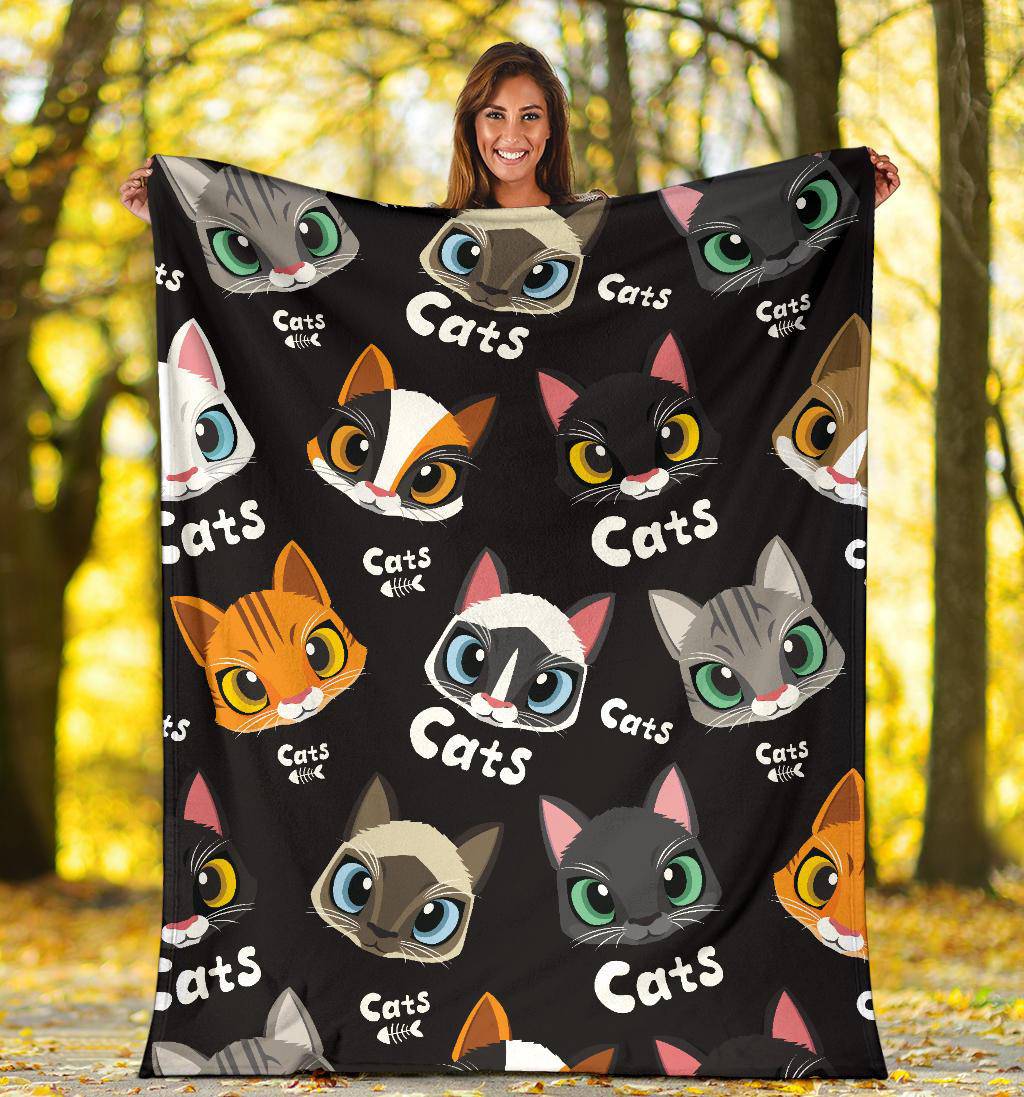 Cute Beautiful Cats Pattern Cartoon Style Drawing Premium Blanket - Top Content | POD Collection | Free Shipping