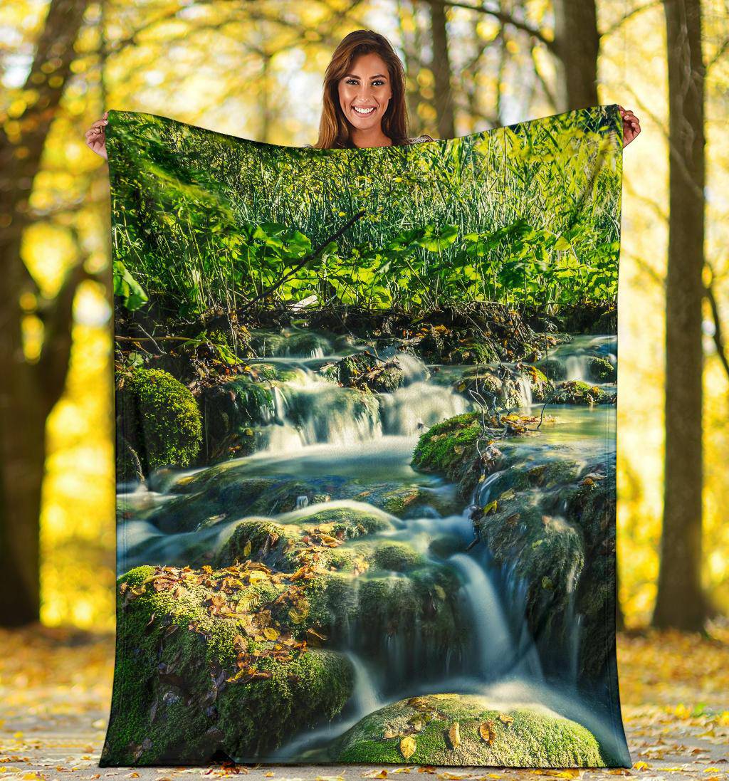 Croatia National Park Piltvice Waterfalls Nature Green Travel Premium Blanket - Top Content | POD Collection | Free Shipping