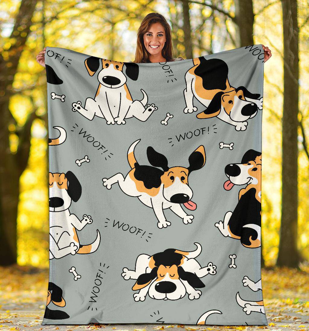 Premium Blanket Sketch Beagle Dog Pattern Background Cartoon - Top Content | POD Collection | Free Shipping