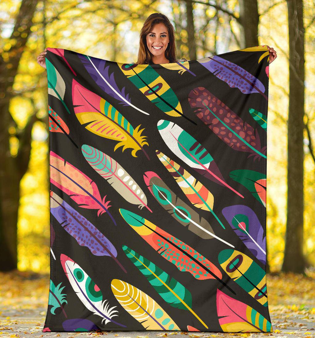 Colorful Exotic Birds Feathers Premium Blanket - Top Content | POD Collection | Free Shipping