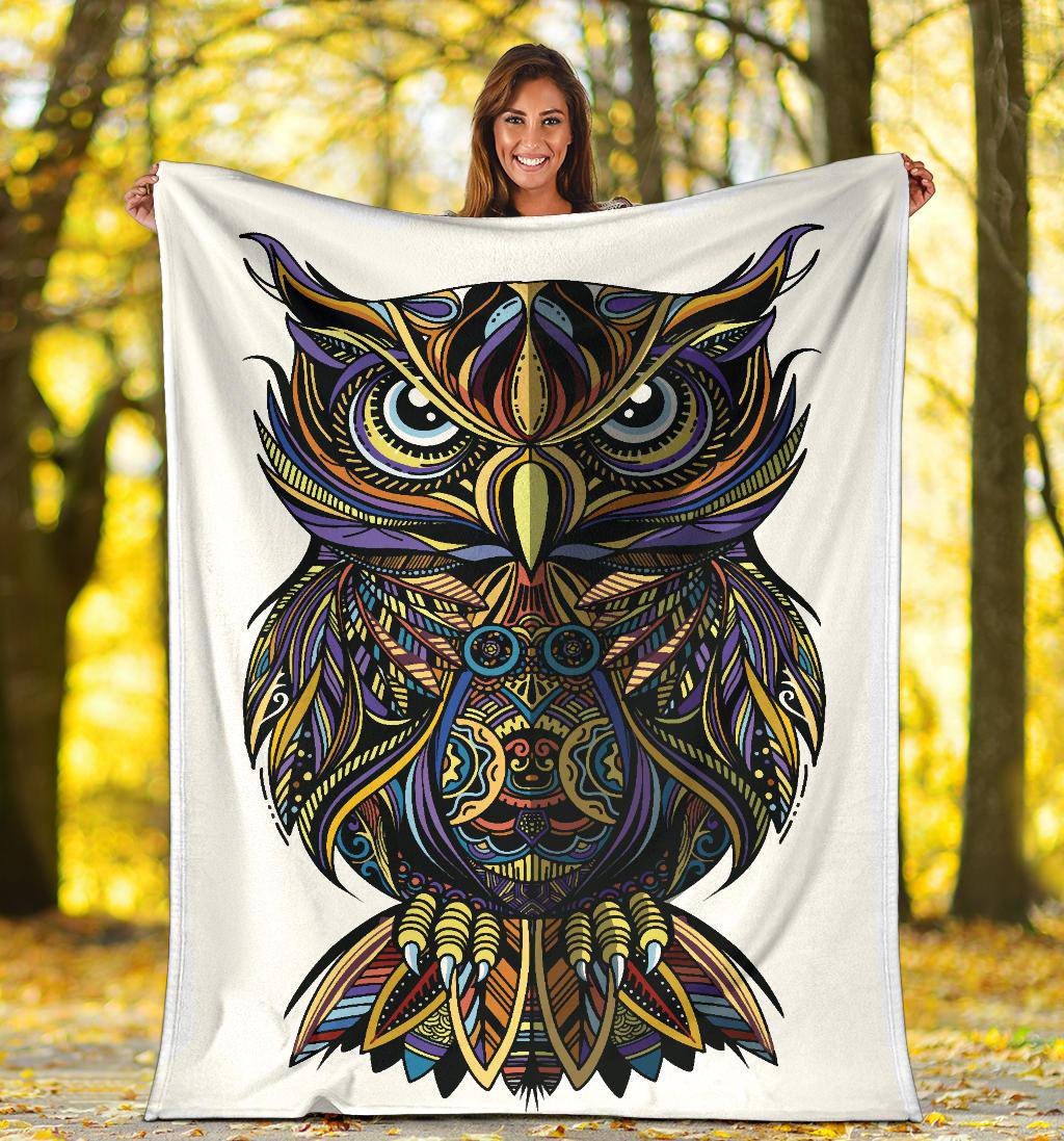 Zentage Drawn Owl Premium Blanket - Top Content | POD Collection | Free Shipping