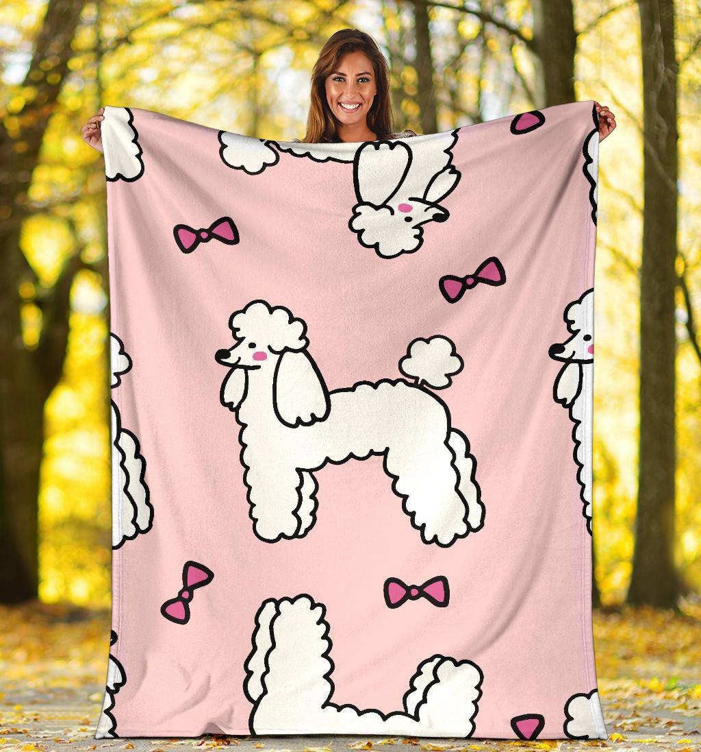 Premium Blanket Poodle Dog With Ribbon Cartoon Background - Top Content | POD Collection | Free Shipping