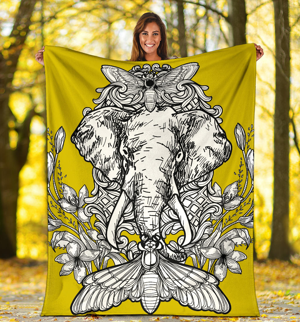 yellow elefant artistic blanket - Top Content | POD Collection | Free Shipping