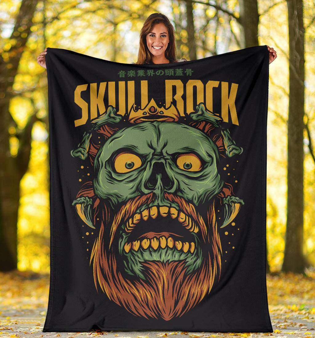 Skull Rock Funny Art Cartoon Premium Blanket - Top Content | POD Collection | Free Shipping