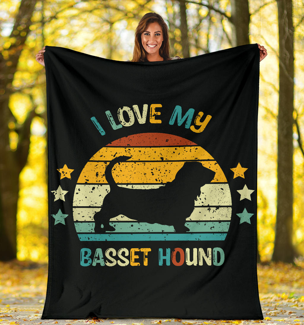 Basset Hound Blanket, Basset Hound Retro Blanket, Basset Hound Throw Blanket, Basset Hound Gifts