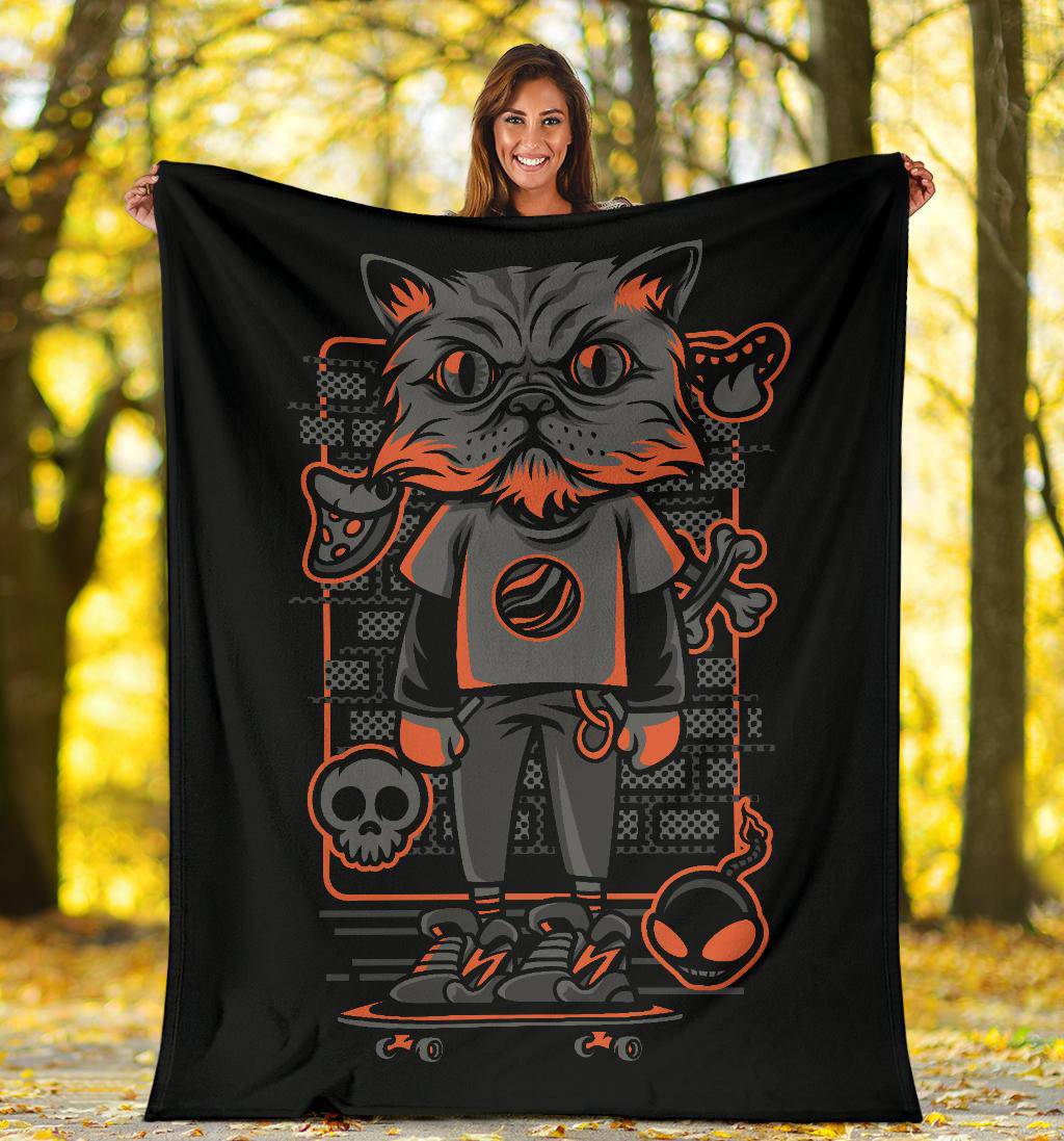 Street Style Cat Art Cartoon Premium Blanket - Top Content | POD Collection | Free Shipping