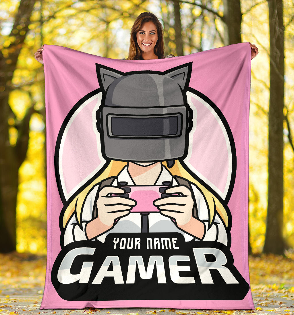 Gamer Girl Cat Blanket