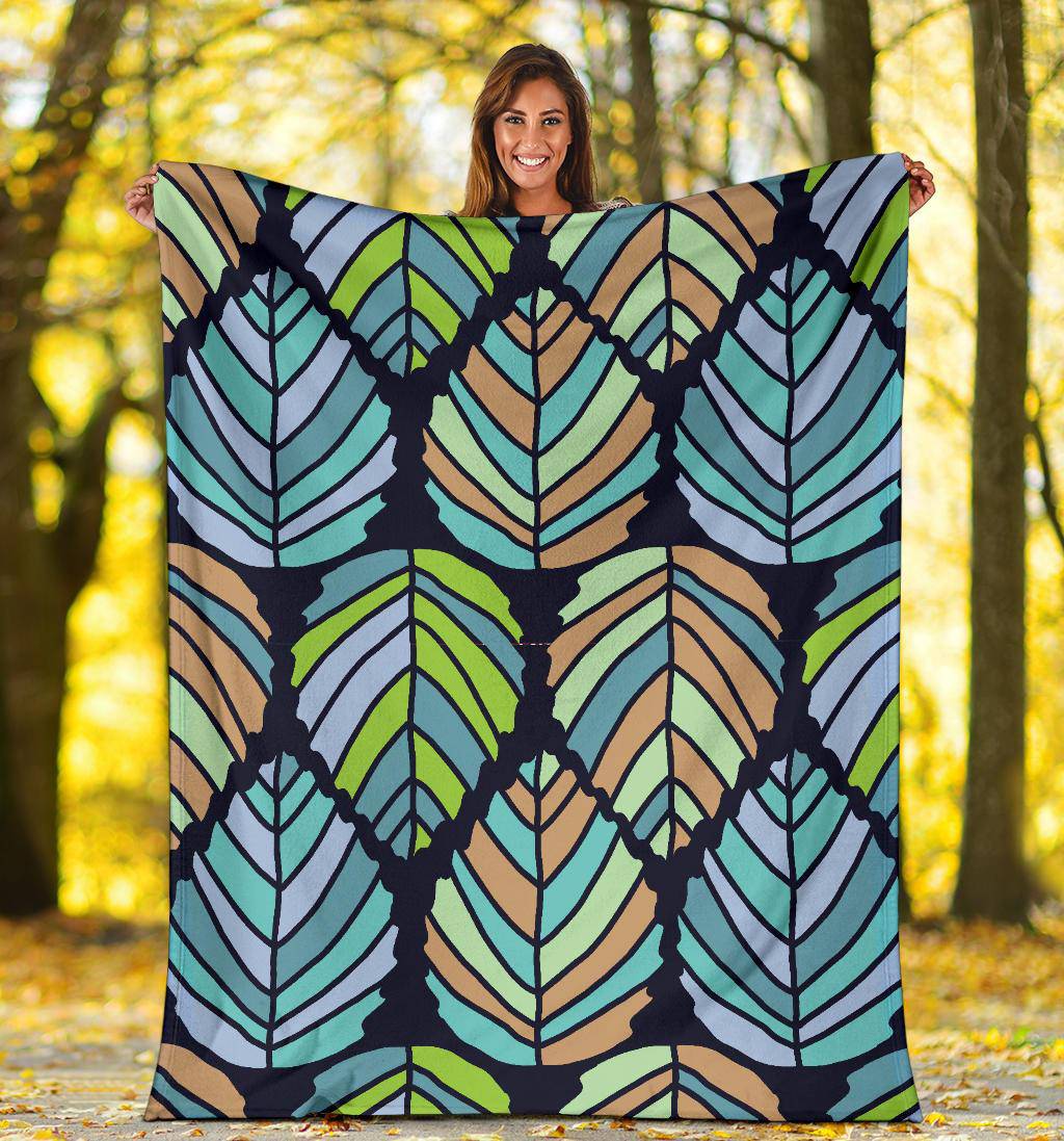 Symmetrical Colorful Leaf Pattern Premium Blanket - Top Content | POD Collection | Free Shipping