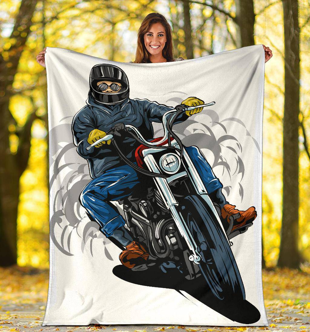 Vintage Classic Chopper Riding Premium Blanket - Top Content | POD Collection | Free Shipping