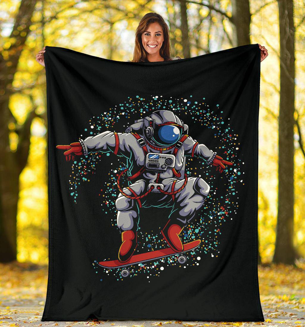 Premium Blanket Astronaut Skateboard Outer Space Galaxy - Top Content | POD Collection | Free Shipping