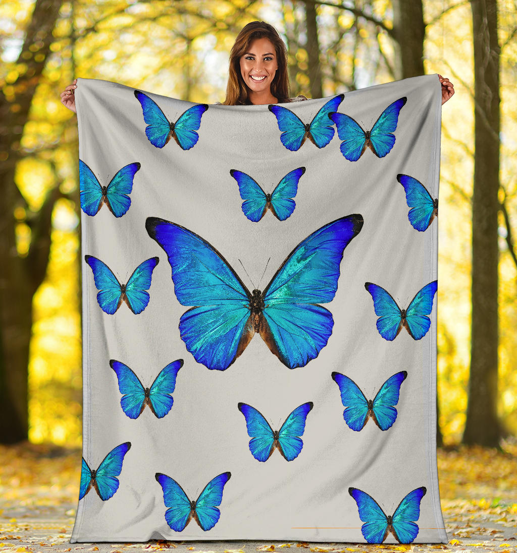 luxury grey blue butterflies blanket - Top Content | POD Collection | Free Shipping