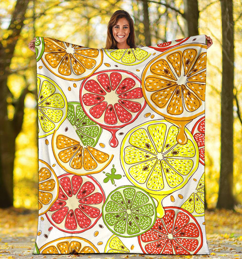 Plants Citrus Fruit Beautiful Art Premium Blanket - Top Content | POD Collection | Free Shipping