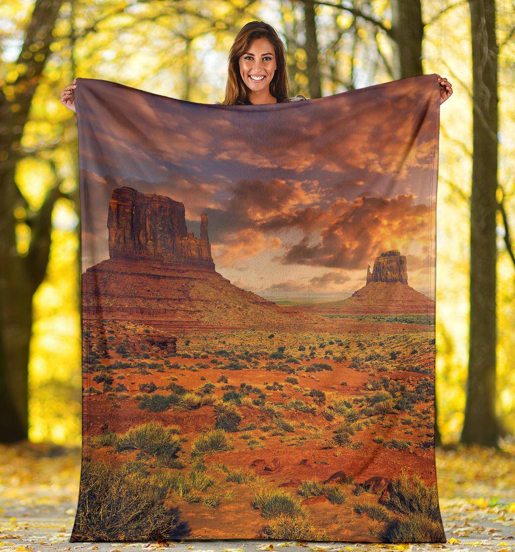 Monument Valley Blue Sky USA Nature Travel Premium Blanket - Top Content | POD Collection | Free Shipping