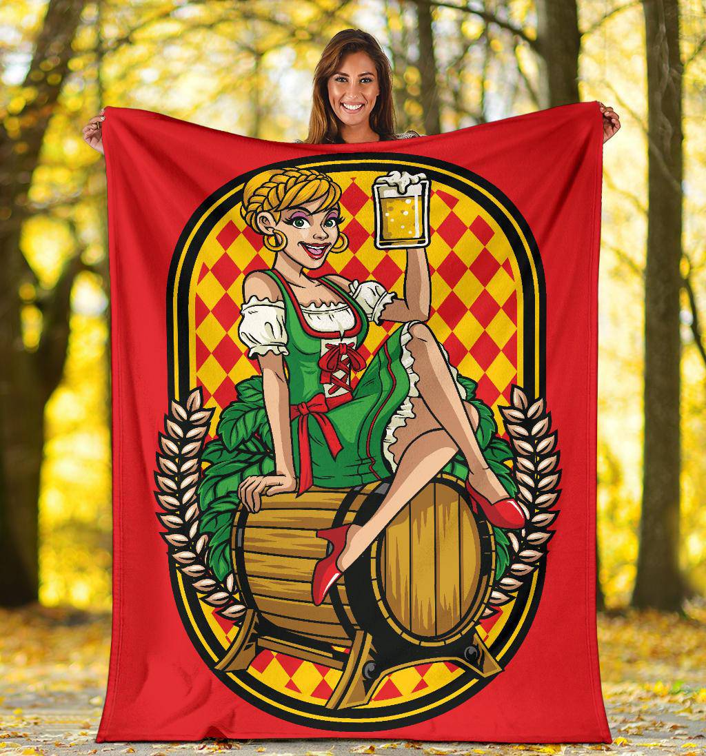 Oktoberfest Sexy Woman with Beer in Her Hand Premium Blanket - Top Content | POD Collection | Free Shipping