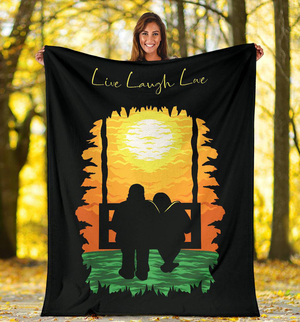 Couple Silhouette, Love Live Laugh, Cartoon Premium Blanket - Top Content | POD Collection | Free Shipping