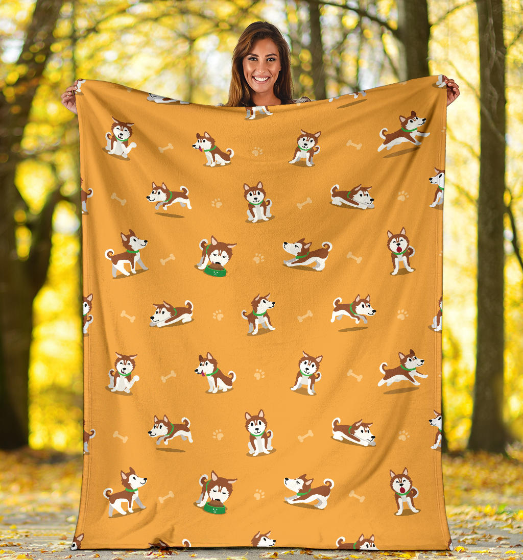 Siberian Husky Paws and Bones Blanket