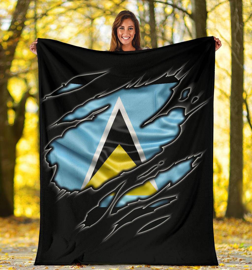 Saint Lucia Flag Premium Blanket - Top Content | POD Collection | Free Shipping