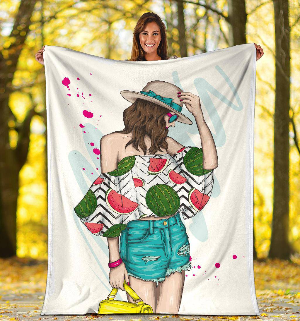 Beautiful Stylish Summer Girl Premium Blanket - Top Content | POD Collection | Free Shipping