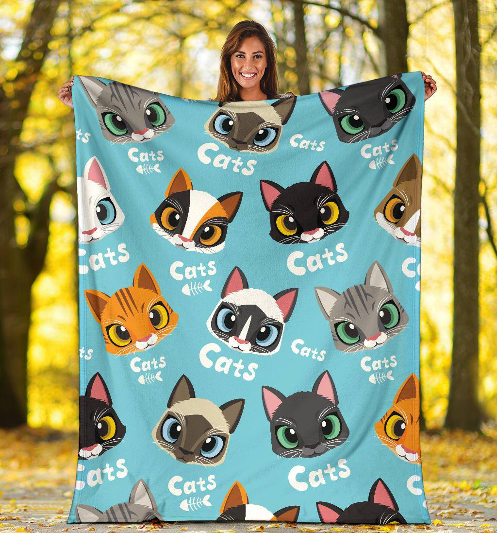 Cute Love Cats Cartoon Pattern Background Premium Blanket - Top Content | POD Collection | Free Shipping