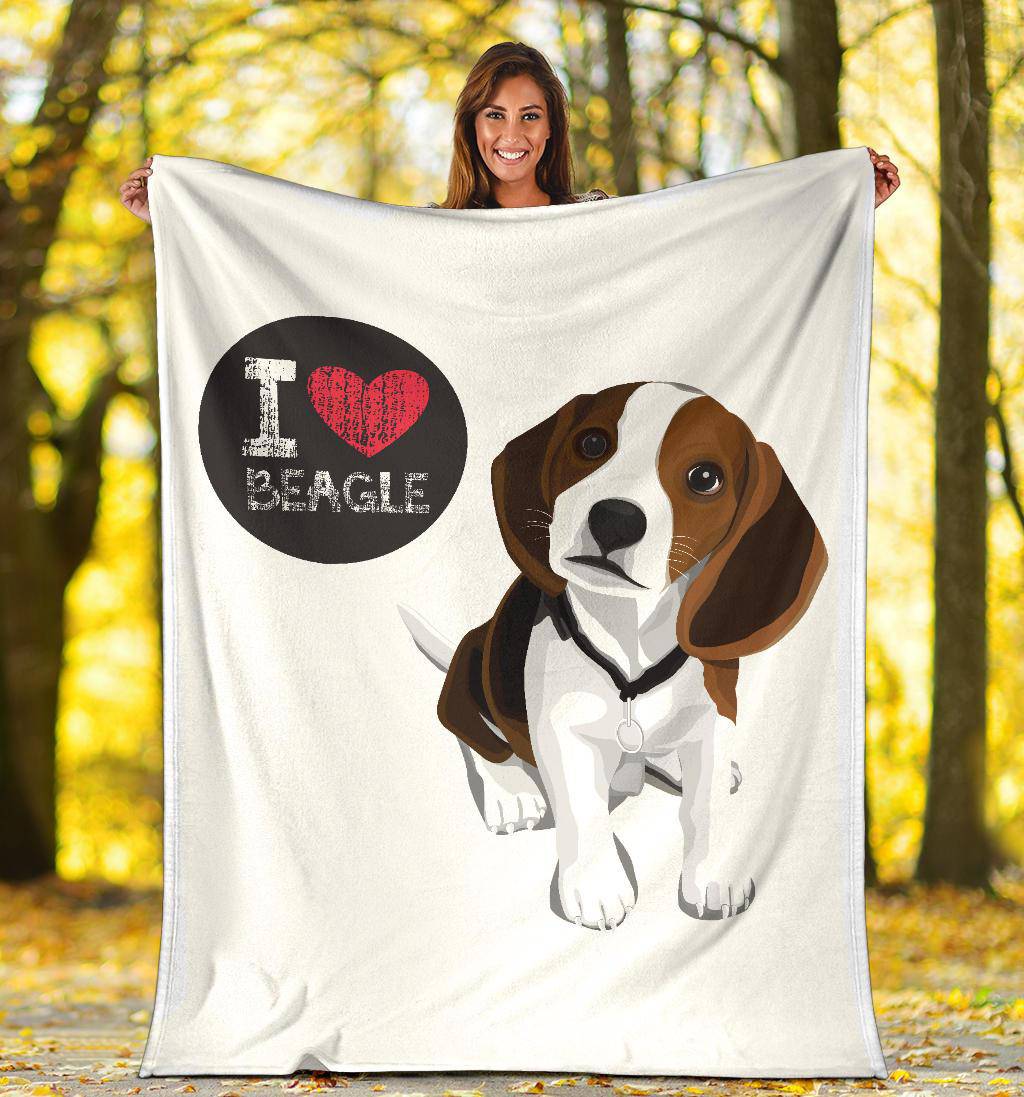 I Love Beagle, Your Pet Dog Cartoon Illustration Premium Blanket - Top Content | POD Collection | Free Shipping