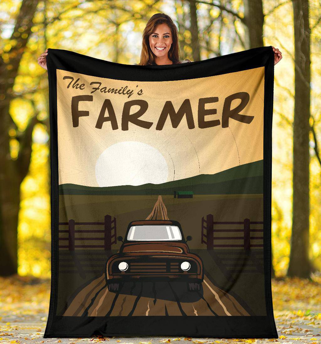 The Family's Farmer Cartoon Premium Blanket - Top Content | POD Collection | Free Shipping