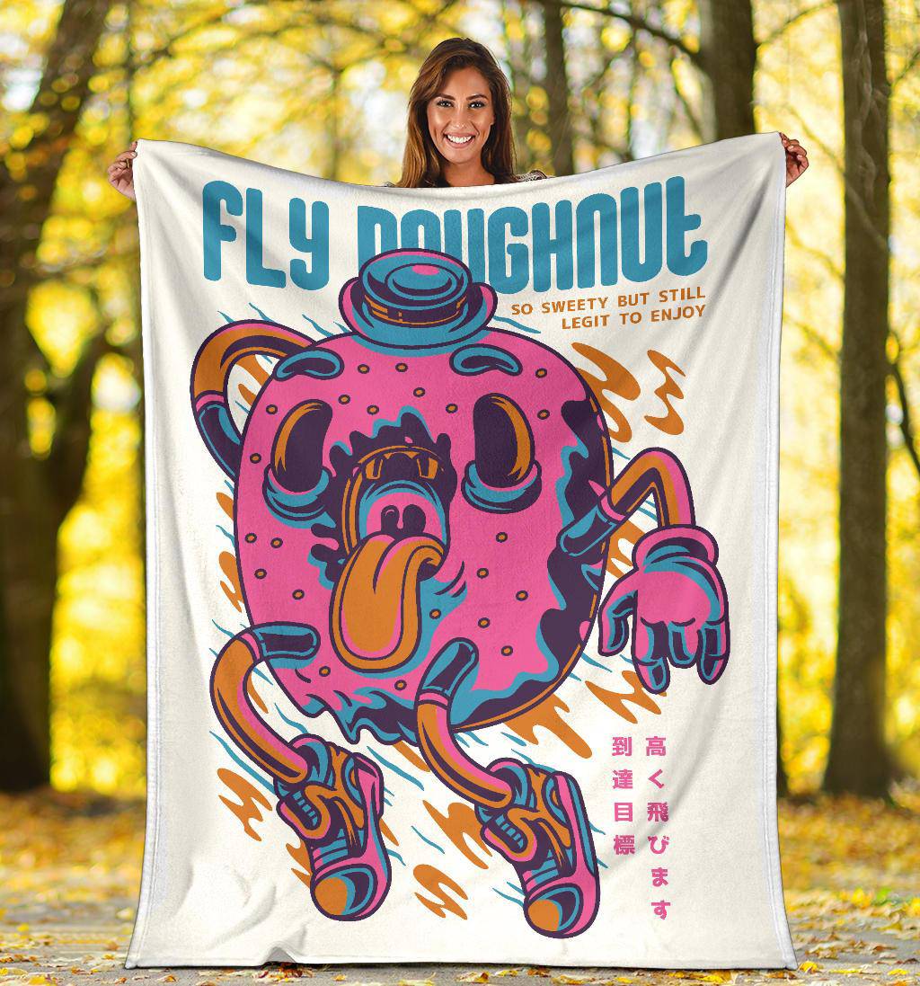 Fly Sweet Doughnut Art Cartoon Premium Blanket - Top Content | POD Collection | Free Shipping