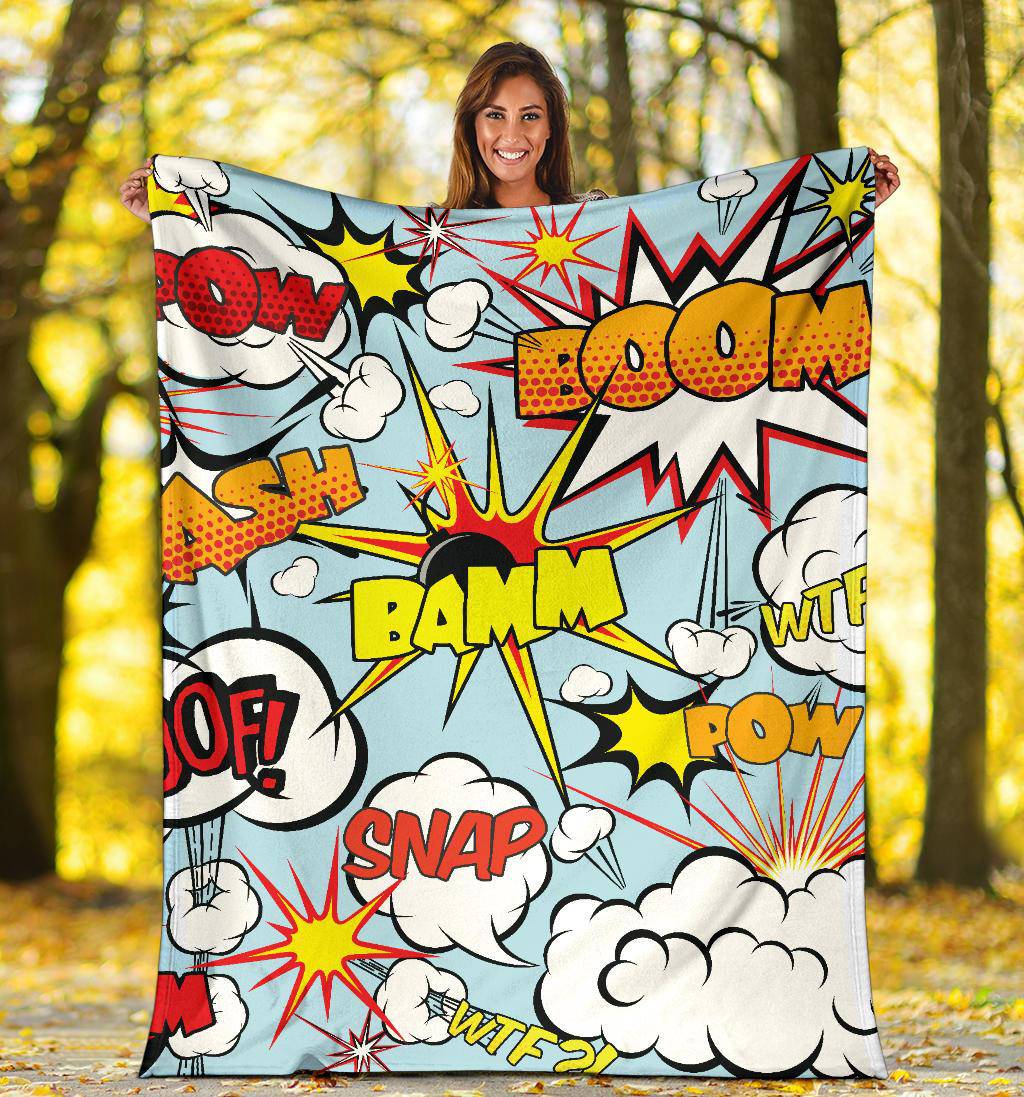 Comic Speech Reactions Bubble Premium Blanket - Top Content | POD Collection | Free Shipping