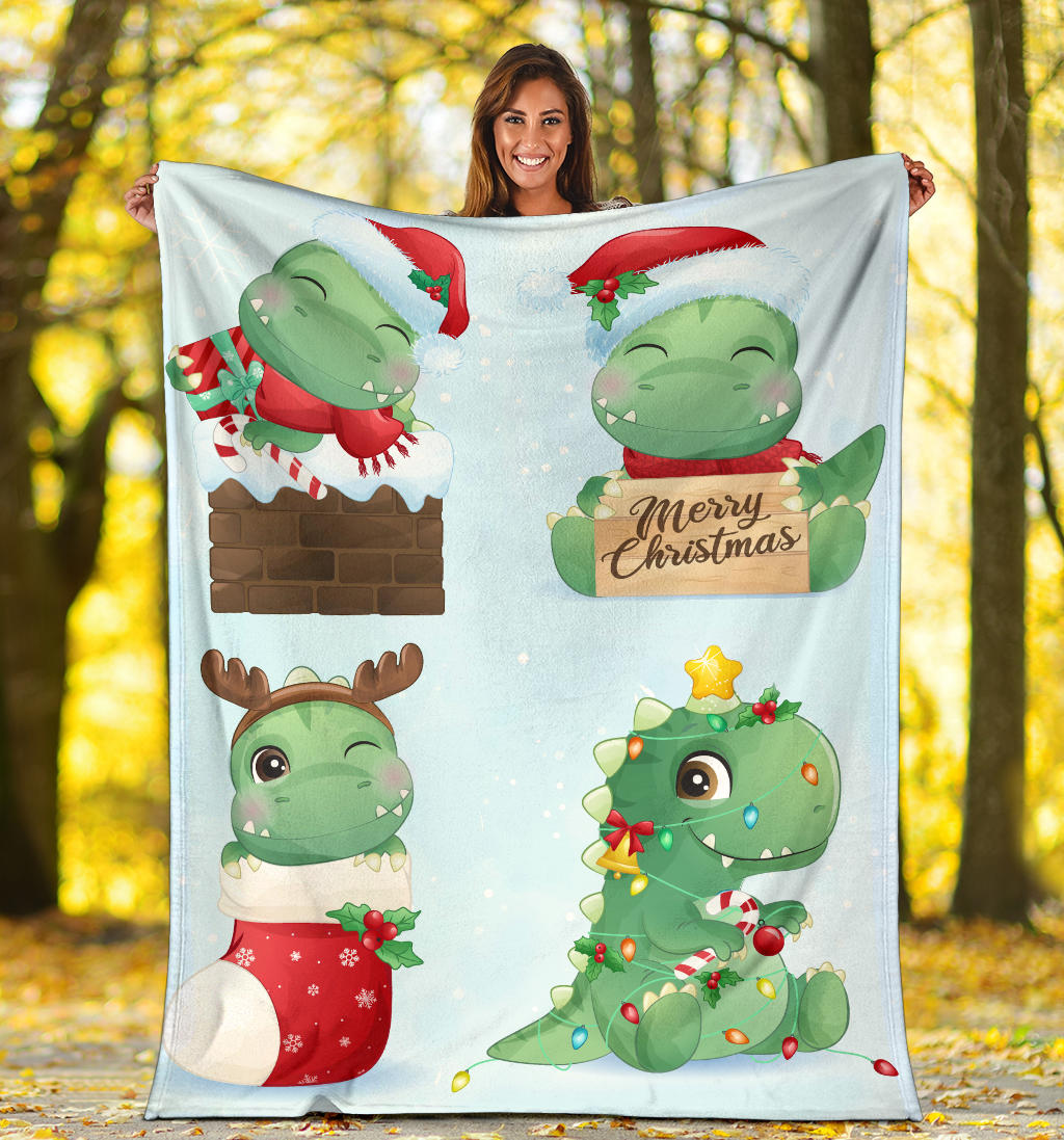 cute dinosaurs merry christmas theme blanket - Top Content | POD Collection | Free Shipping