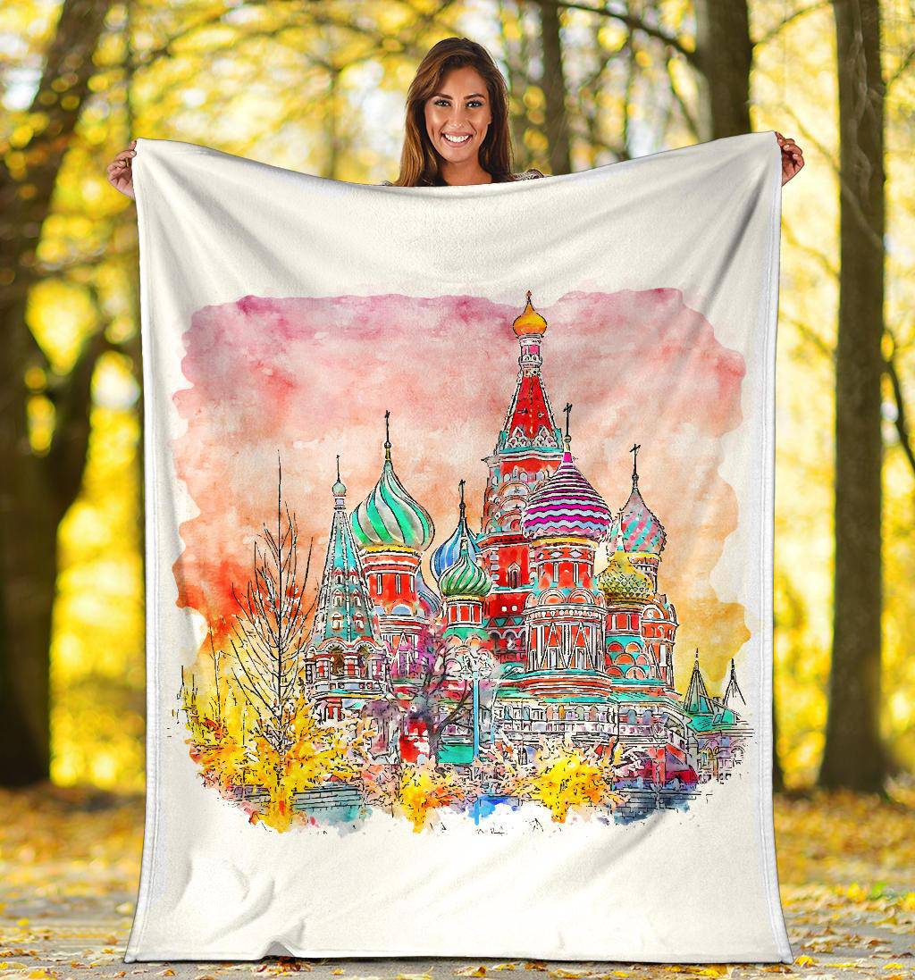 Hand Drawn Moscow Russia Watercolour Sketch Illustration Premium Blanket - Top Content | POD Collection | Free Shipping