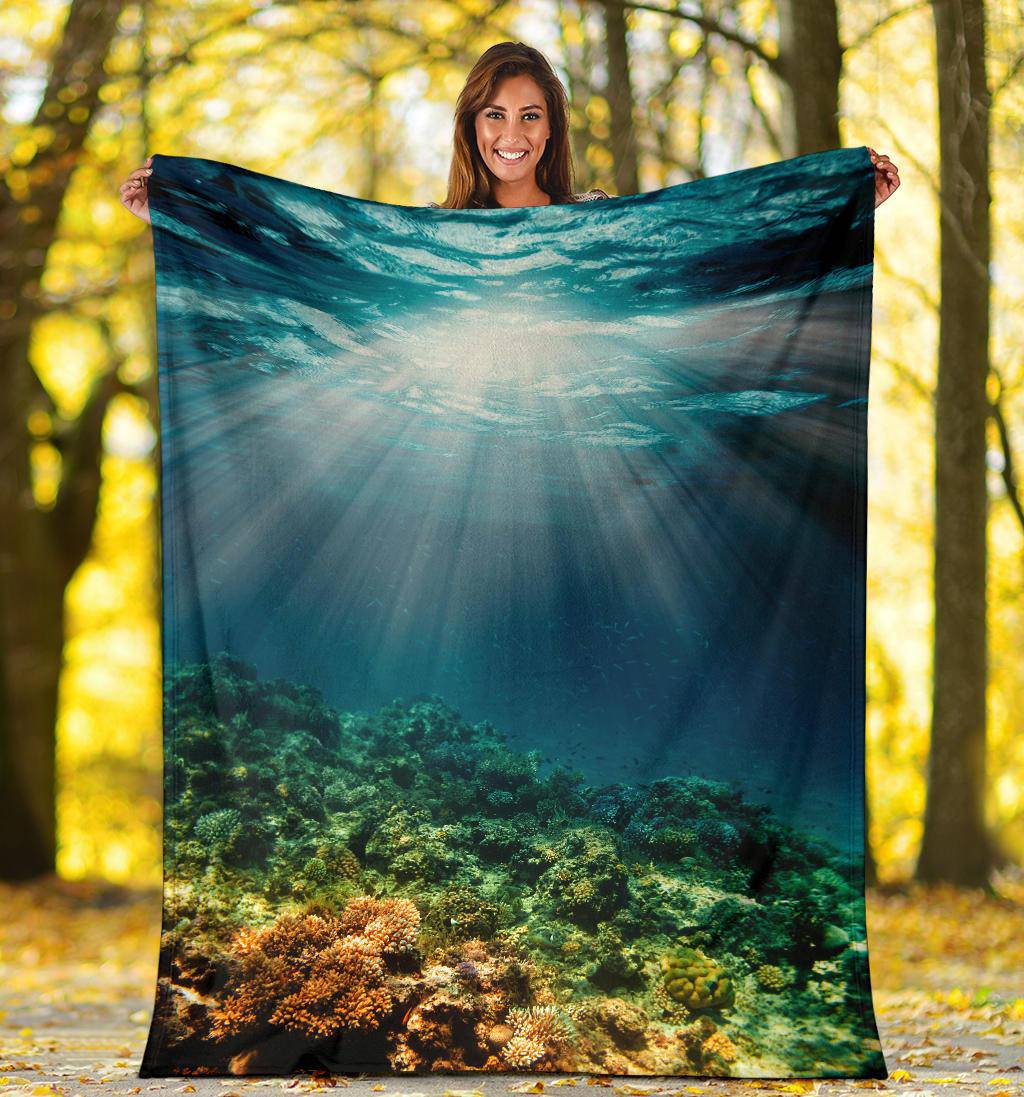 Underwater Coral Reef Sunshine Sea Fishes Premium Blanket - Top Content | POD Collection | Free Shipping