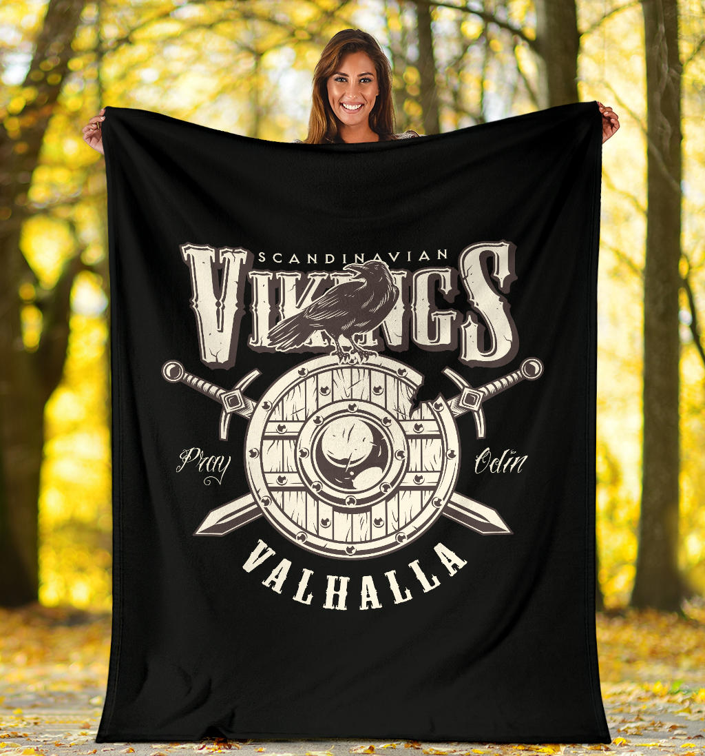 Raven Viking Blanket, Valhalla Throw Blanket