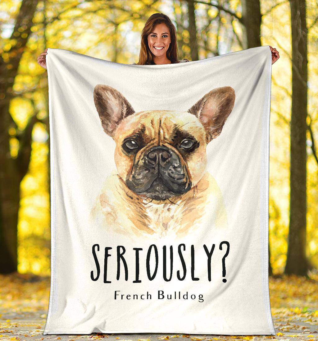 French Bulldog Premium Blanket, Watercolour Portrait Illustration - Top Content | POD Collection | Free Shipping