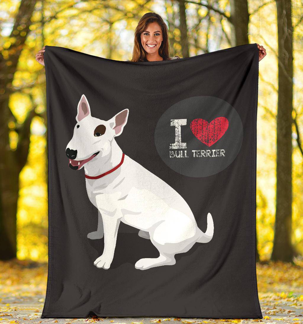 Premium Blanket I Love Bull Terrier Dog Lover Cartoon - Top Content | POD Collection | Free Shipping