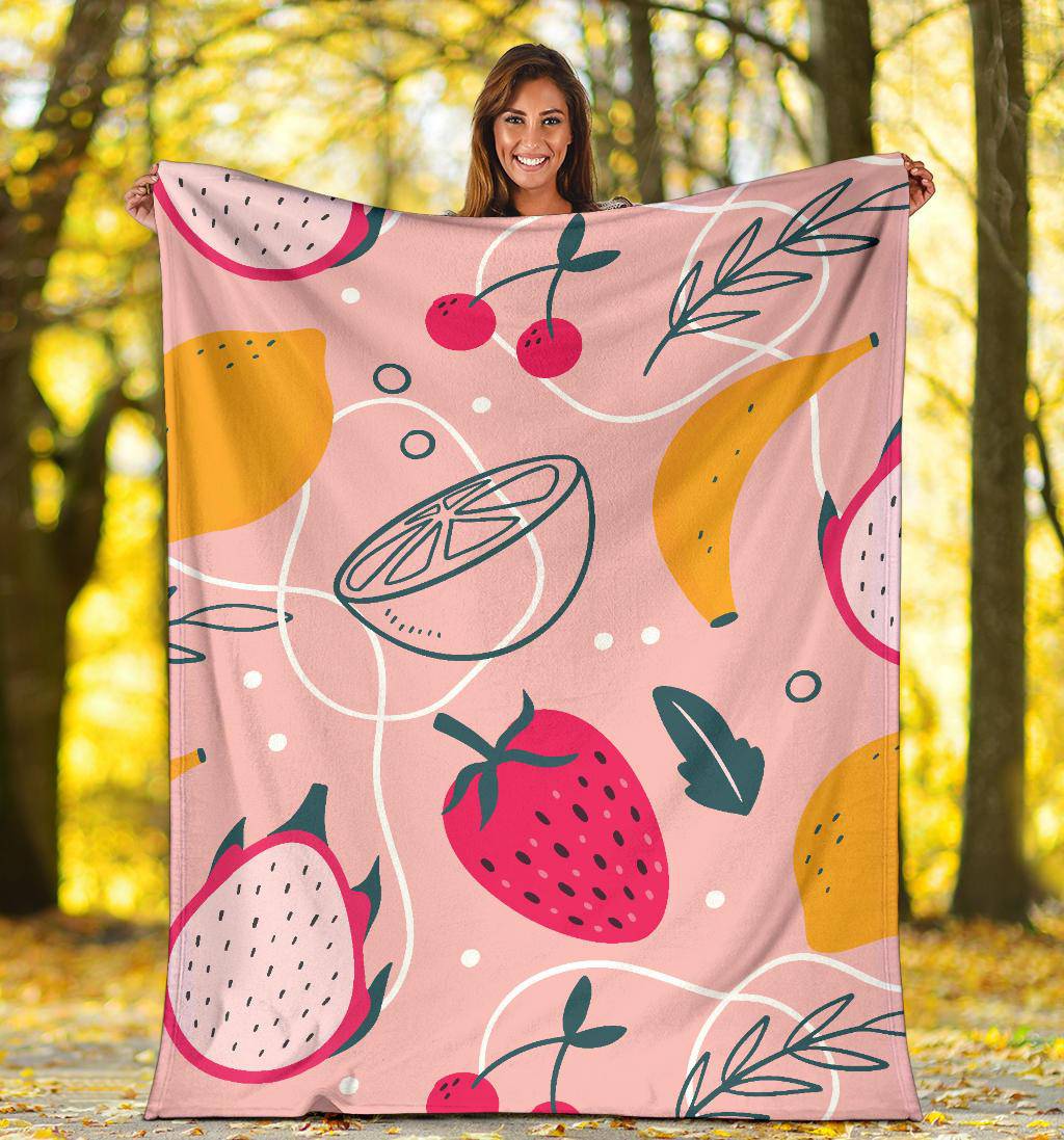 Colorful Fruits Hand Drawn Pattern Premium Blanket - Top Content | POD Collection | Free Shipping