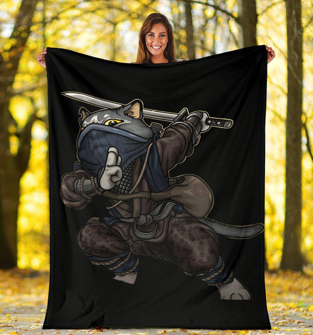 Ninja Cat Spy Sword Premium Blanket - Top Content | POD Collection | Free Shipping