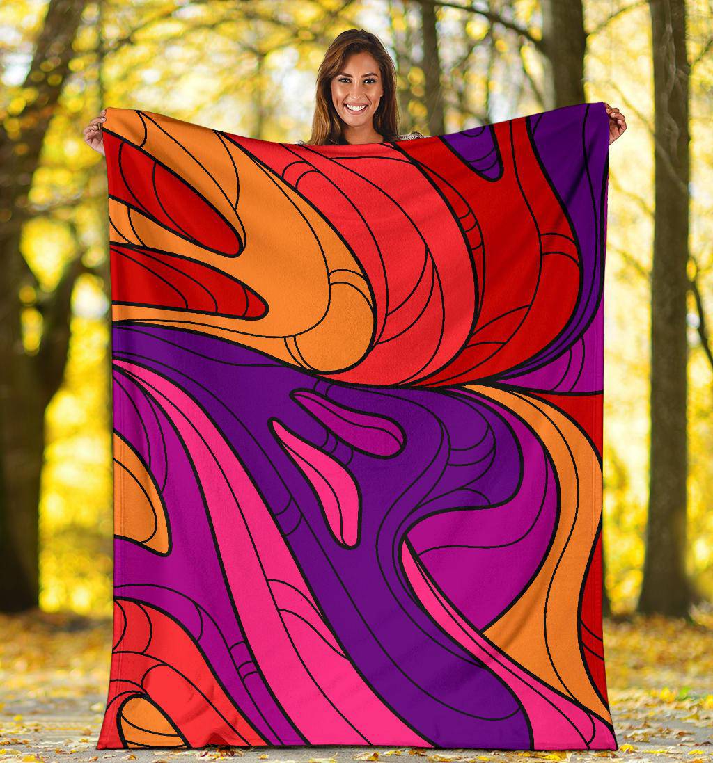 Hand Drawn Coloured Groovy Background Premium Blanket - Top Content | POD Collection | Free Shipping