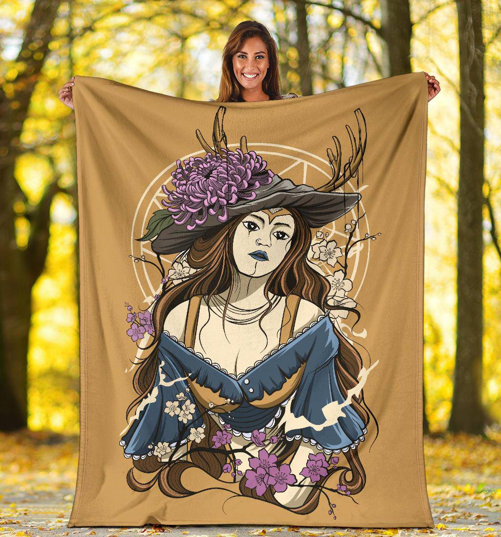 Vintage Women Premium Blanket, Beautiful Cartoon Drawing - Top Content | POD Collection | Free Shipping