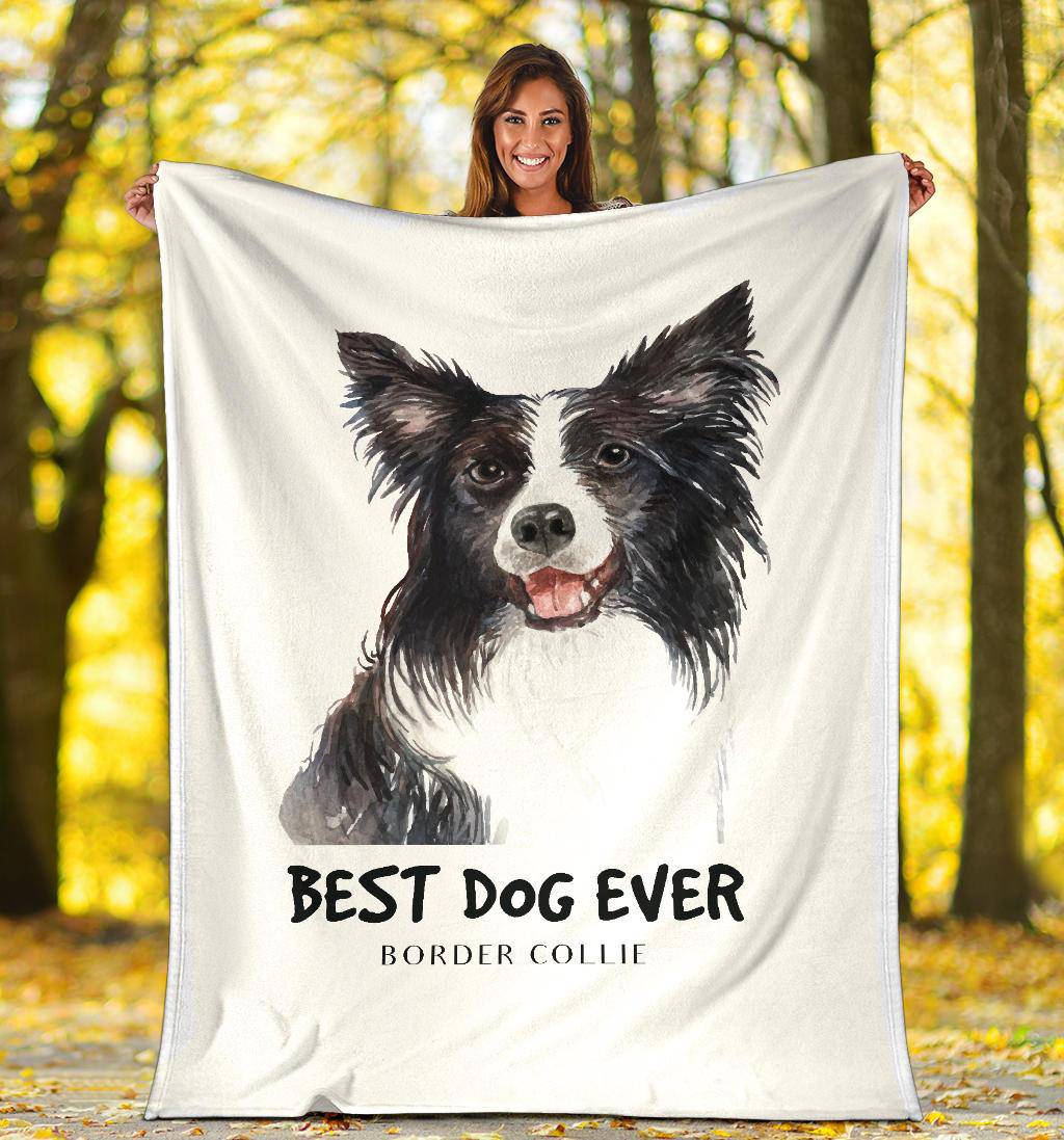 Best Dog Ever Premium Blanket, Border Collie Portrait Drawing - Top Content | POD Collection | Free Shipping