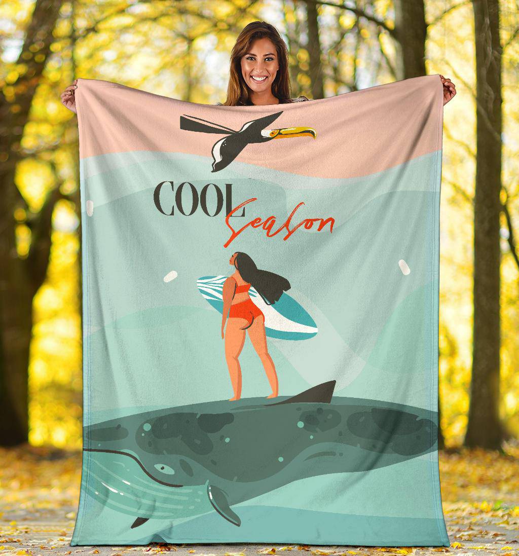 Hand Drawn Premium Blanket, Cool Season Summer - Top Content | POD Collection | Free Shipping