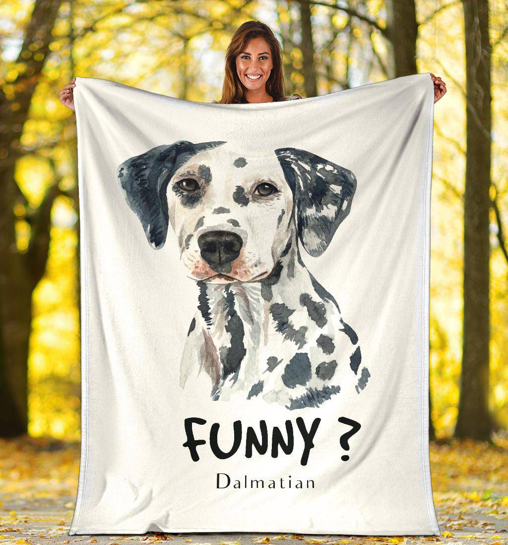 Watercolour Dalmatian Portrait Premium Blanket, Funny Dog Cartoon - Top Content | POD Collection | Free Shipping